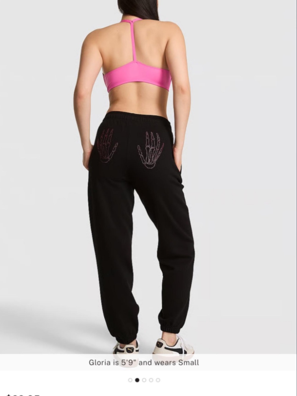 PINK Victoria's Secret Black Sweatpants with Rhinestone Skeleton Hands XL NWT